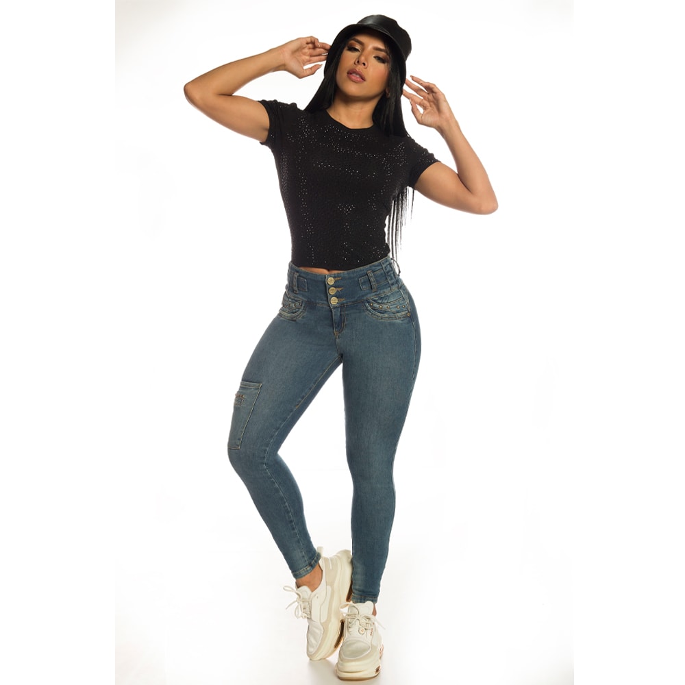 Jeans Levanta Cola Azul Cheviotto 14400