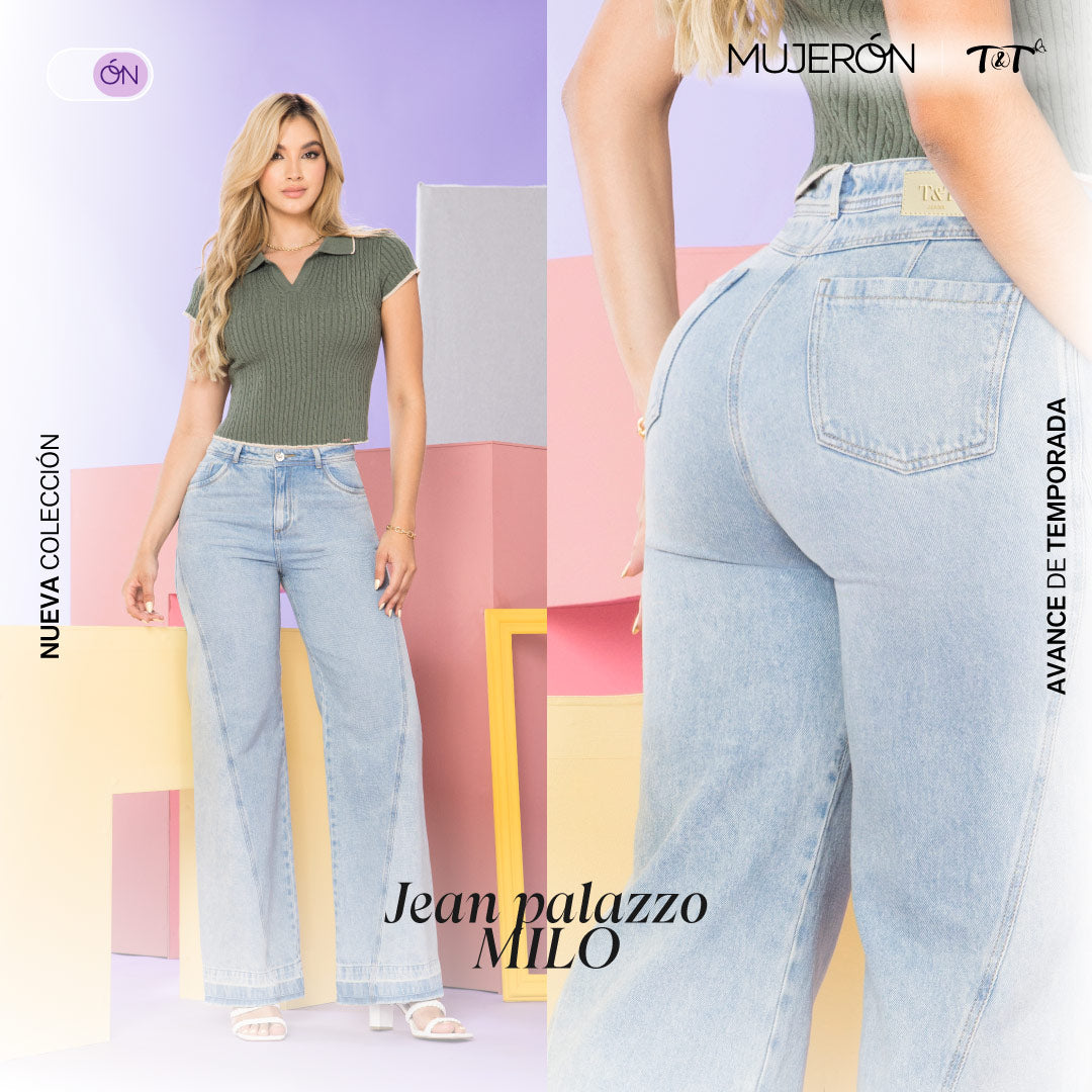 Jeans Palazzo Azul Mujeron Milo