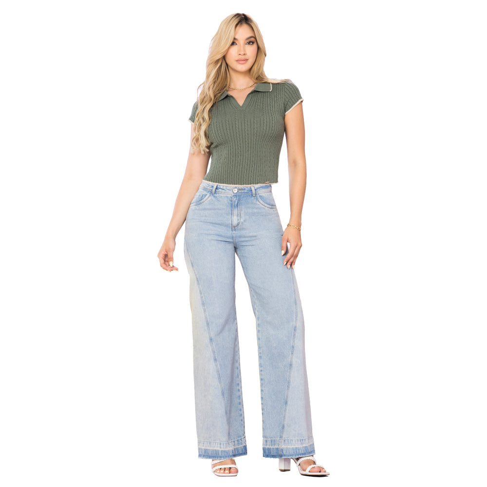Jeans Palazzo Azul Mujeron Milo