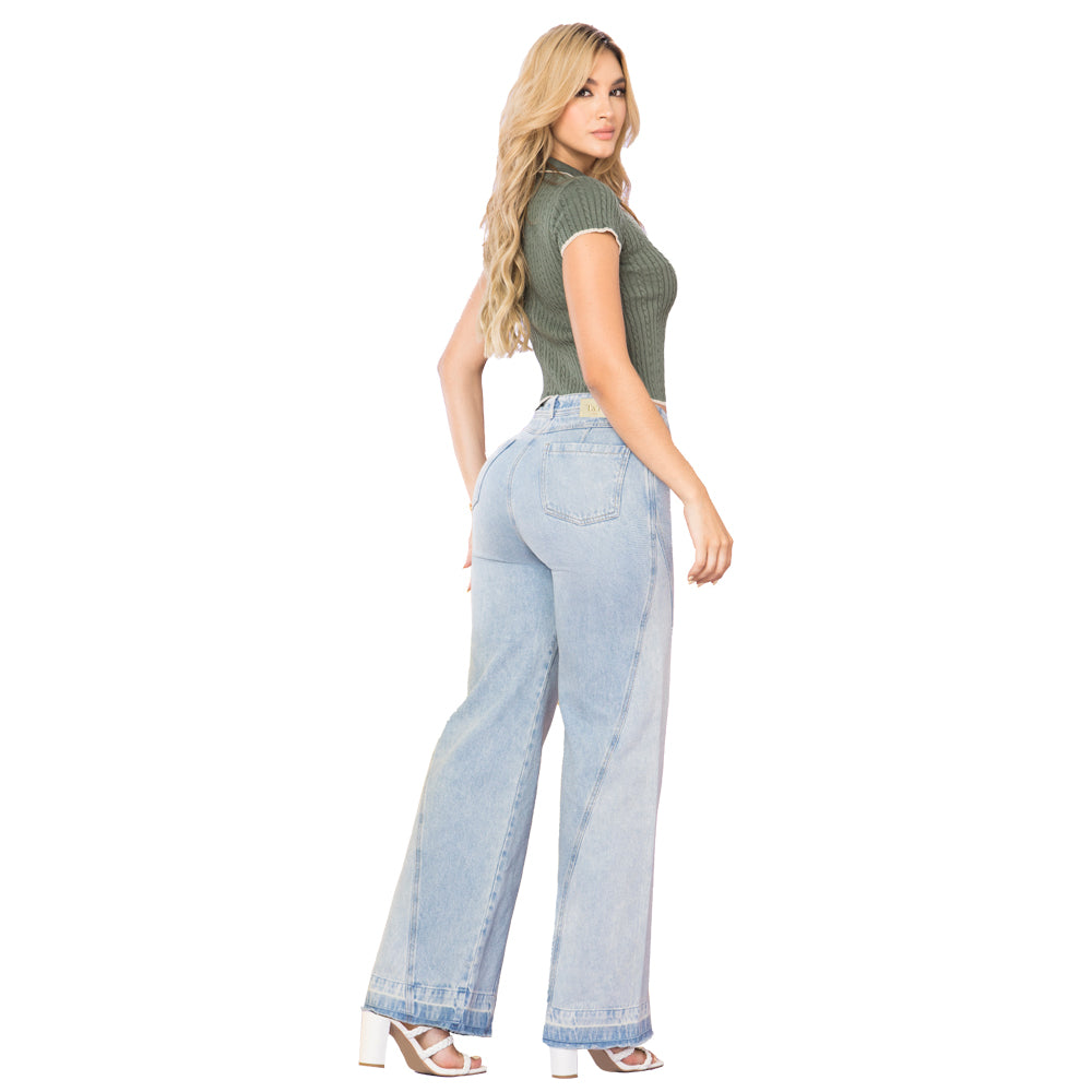 Jeans Palazzo Azul Mujeron Milo - 44