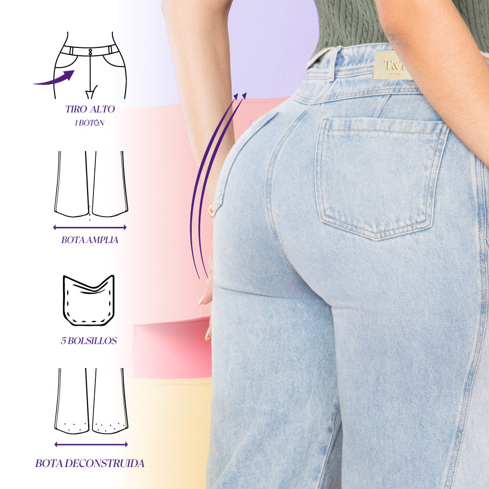 Jeans Palazzo Azul Mujeron Milo - 42