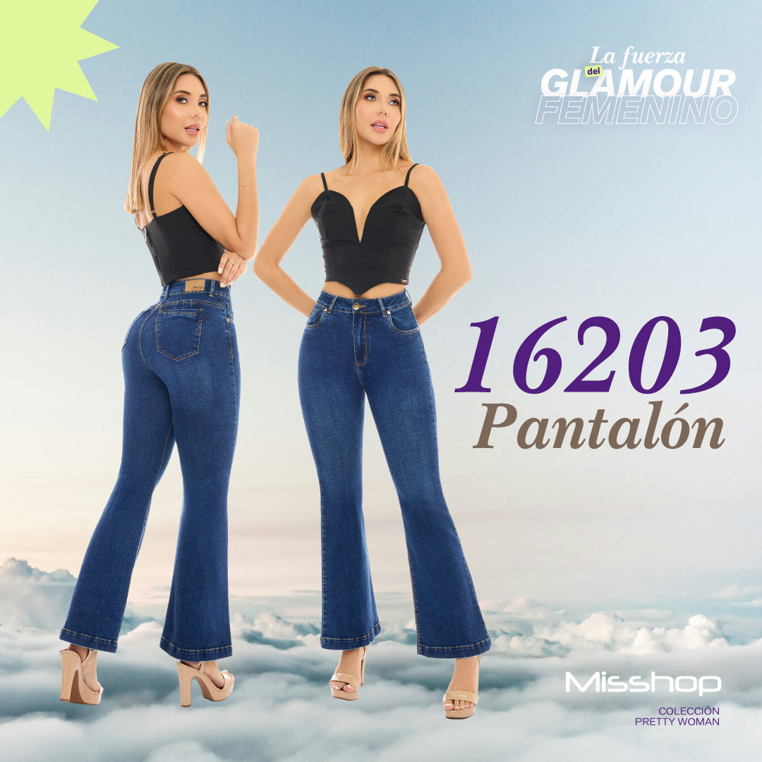 Jeans Push Up Boot Cut Azul Mujeron 16203 - 42