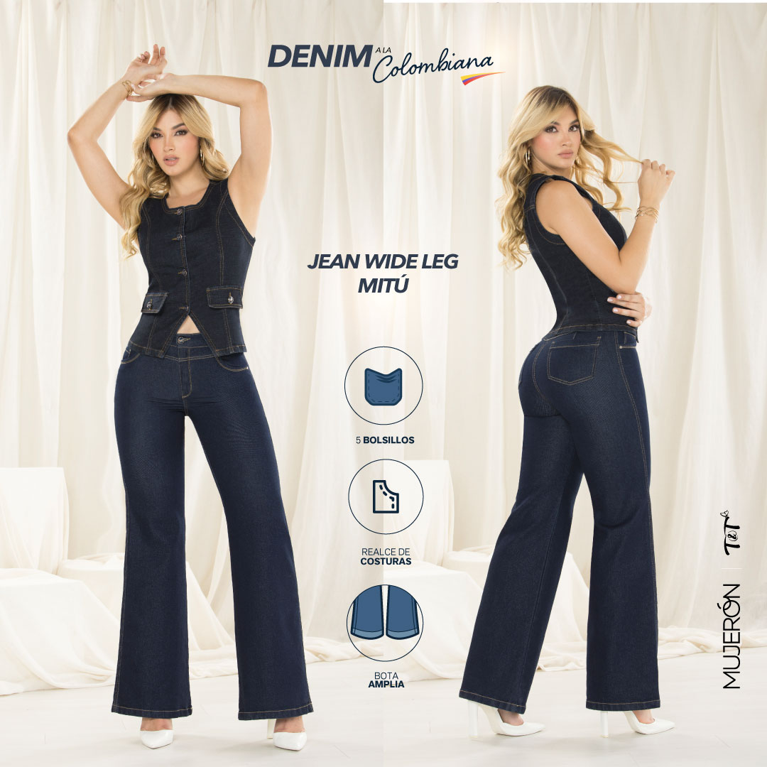 Jean Wide Leg Azul Tyt Mitú - 42