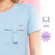 Blusa Ajustada Azul Celeste TyT Mozart