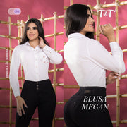 Blusa Camisero Blanca Manga Larga TyT Megan
