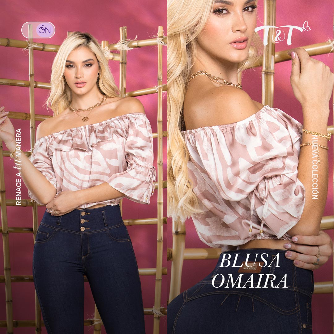 Blusa Animal Print Cuello Bandeja TyT Omaira