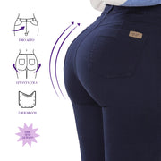 Pantalón Tiro Alto Azul Oscuro TyT Pensamiento — detalle de la prenda