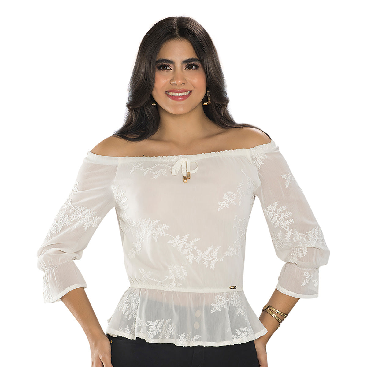 Blusa Cuello Bandeja Marfil TyT Navas