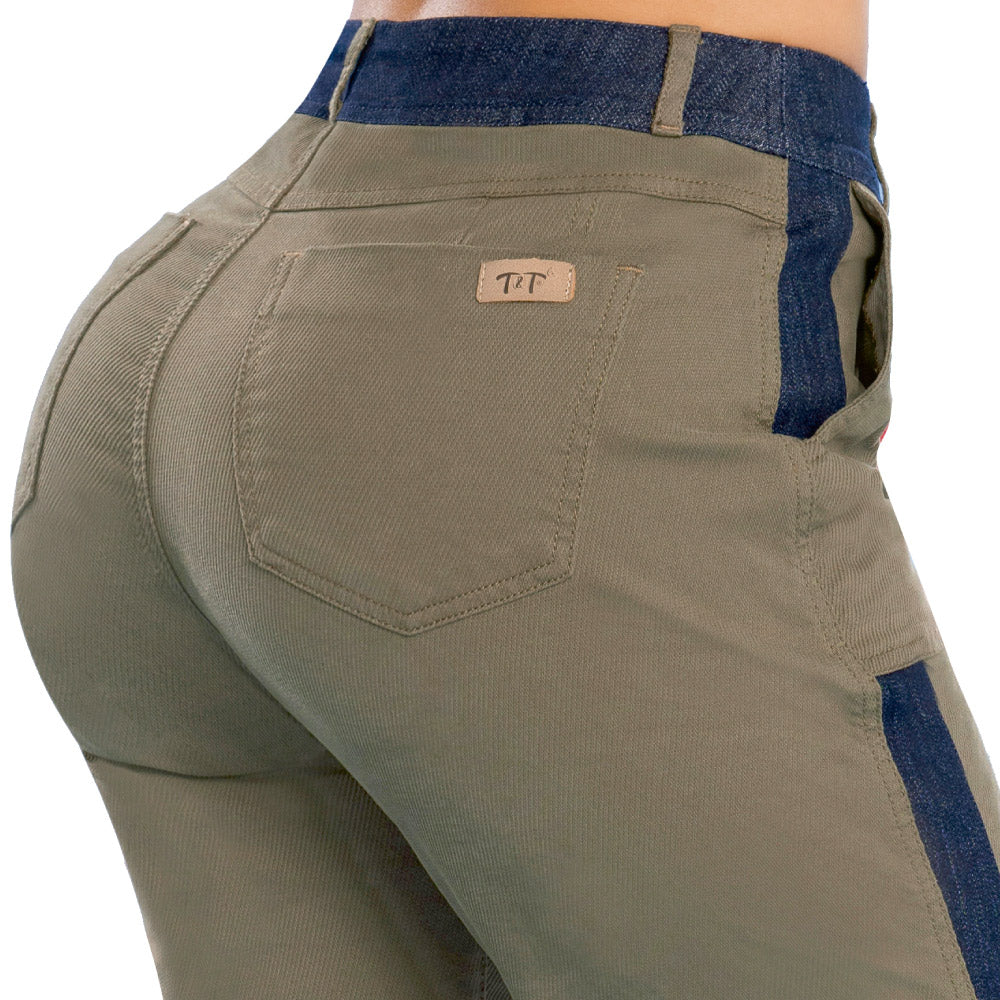 Jeans Dril Tiro Alto Verde Salvia Tyt Oeste - 42