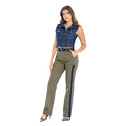 Jeans Dril Tiro Alto Verde Salvia Tyt Oeste - 44