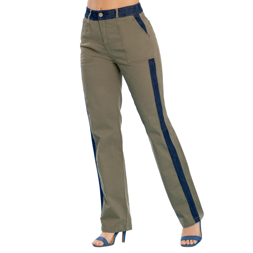 Jeans Dril Tiro Alto Verde Salvia Tyt Oeste - 38