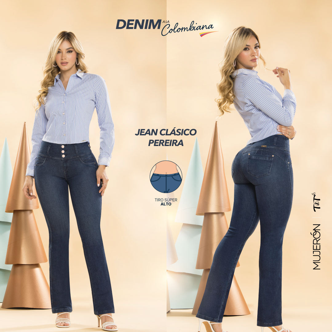 Jeans Push Up Azul Mujeron Pereira - 48