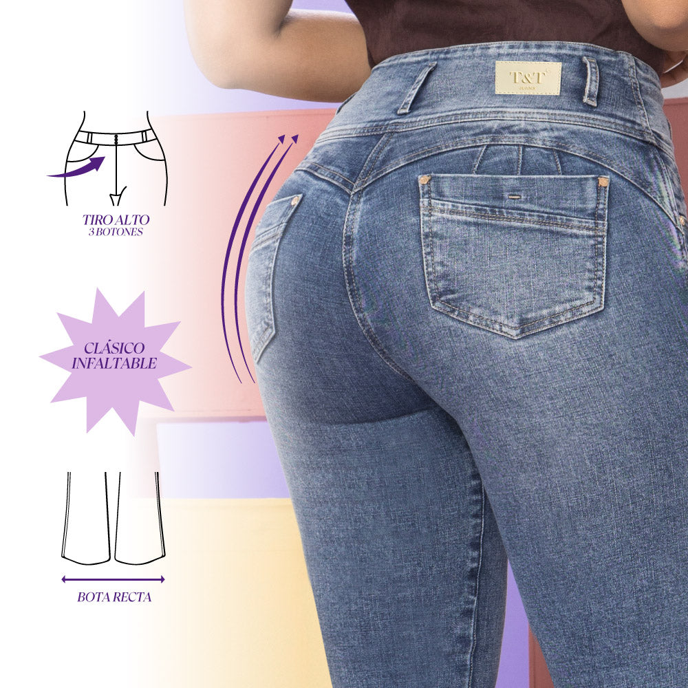 Jeans Push Up Azul Petróleo Tyt Placer - 42