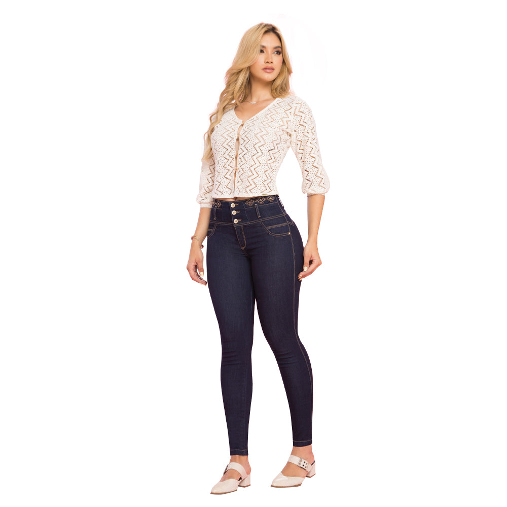 Jeans Push Up Azul Petróleo Mujeron Poesia - 42