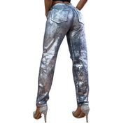 Jeans Push Up Tiro Alto Destroyer Azul Real Jeans 212-Silver - 36