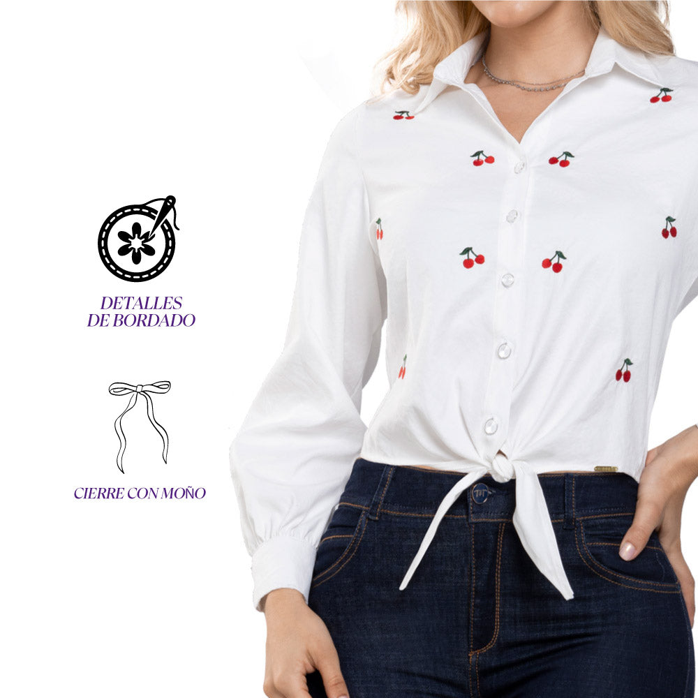 Camisa Bordada Blanca Provenza