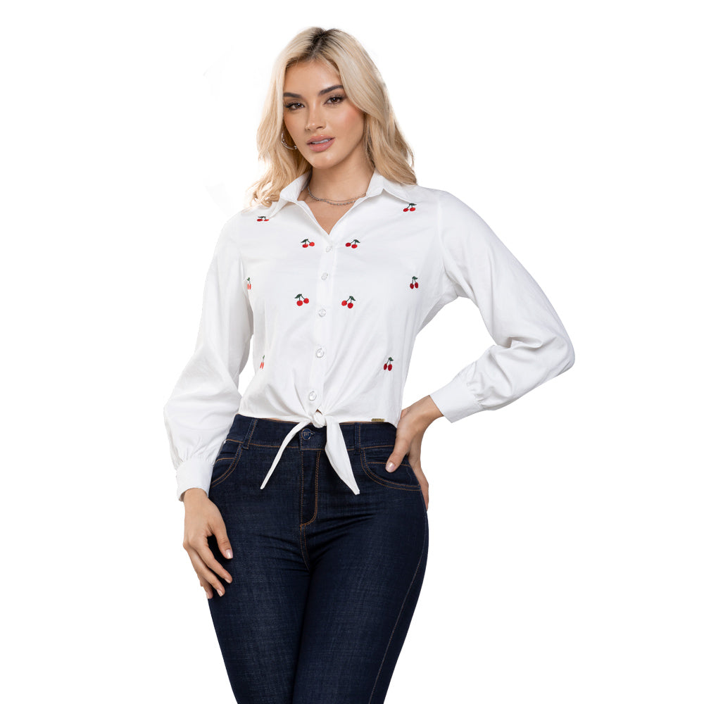 Camisa Bordada Blanca Provenza