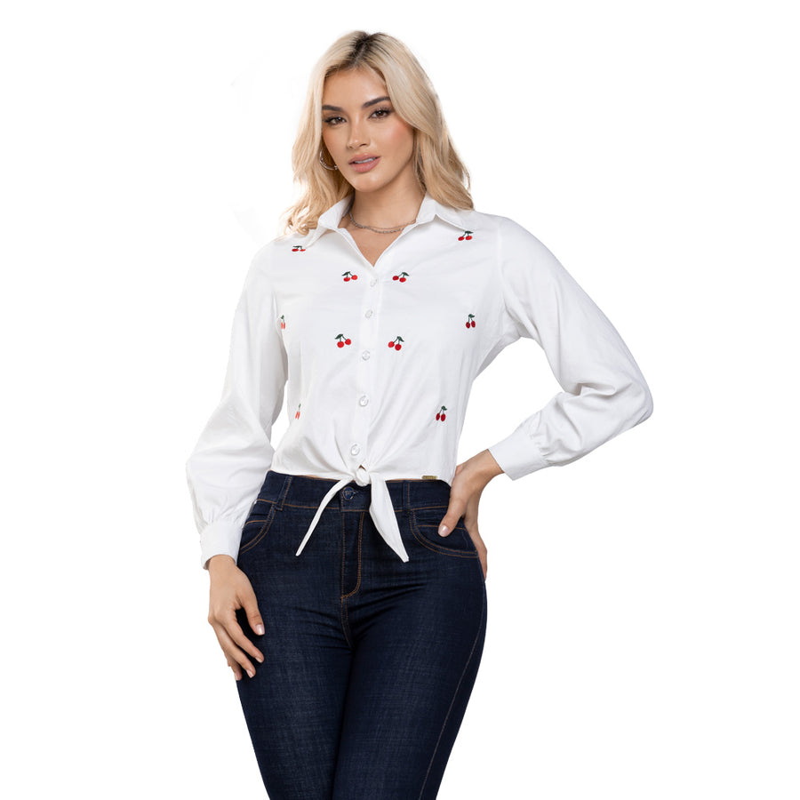Camisa Bordada Blanca Provenza