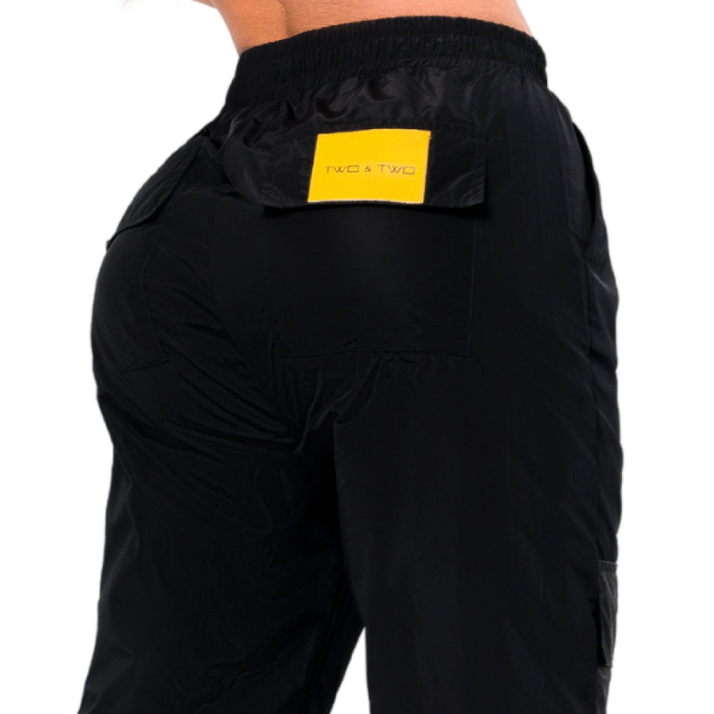 Pantalón Jogger Urbano Negro Metalizado Mujerón Urb008 — detalle posterior