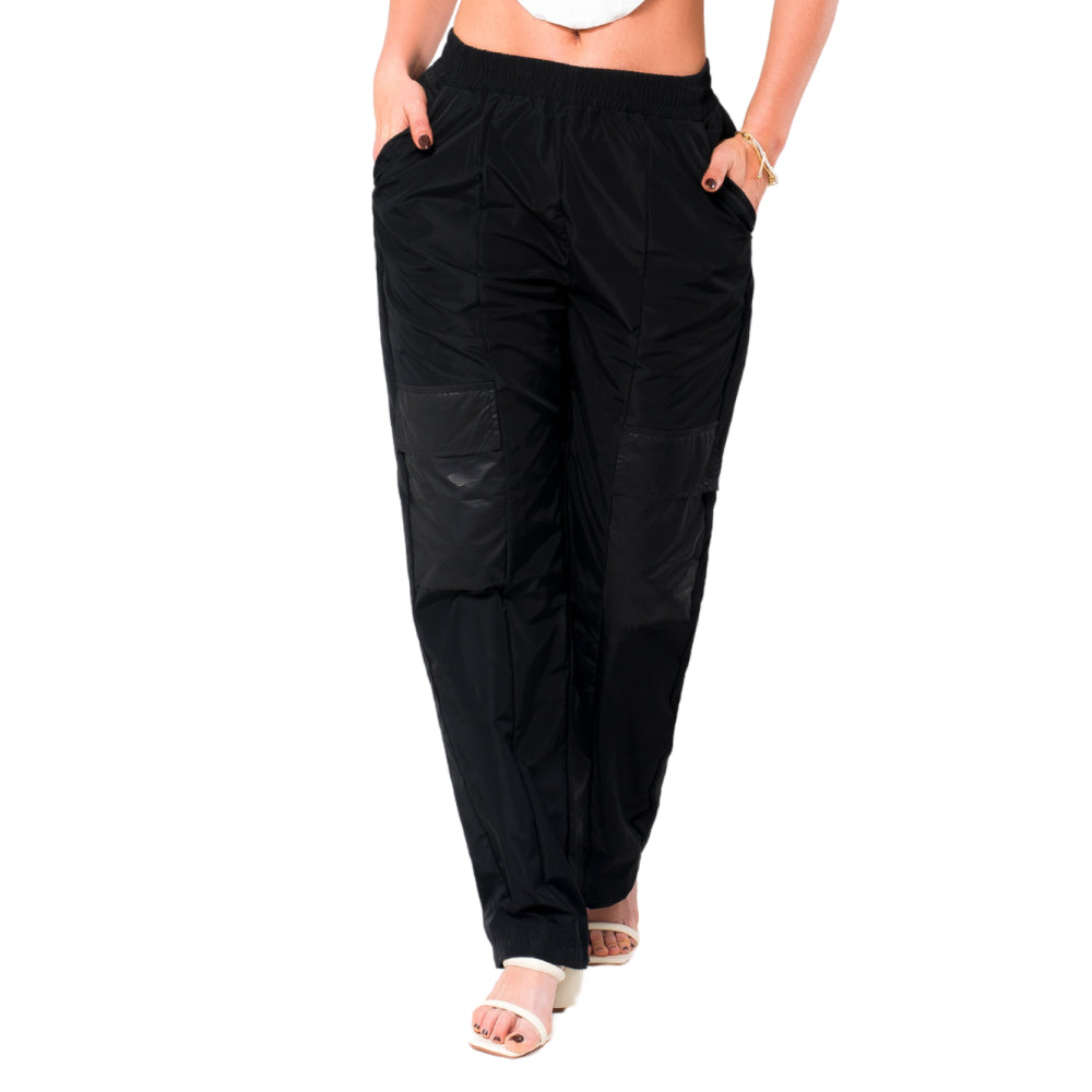 Pantalón Jogger Urbano Negro Metalizado Mujerón Urb008 — vista frontal