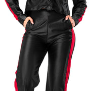 Pantalón Urbano Acampanado Negro Franja Roja Mujerón Urb0011 — detalle frontal