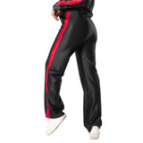 Pantalón Urbano Acampanado Negro Franja Roja Mujerón Urb0011