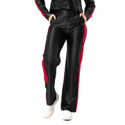 Pantalón Urbano Acampanado Negro Franja Roja Mujerón Urb0011 — vista frontal