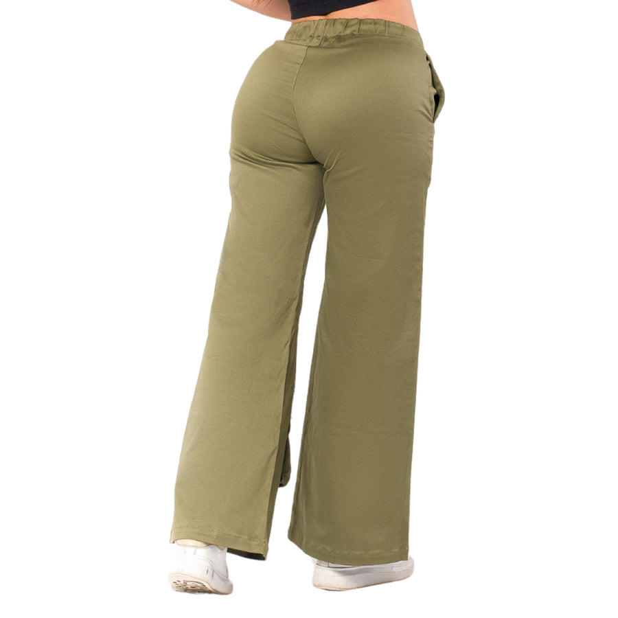Pantalón Culotte Verde Oliva Franjas Blancas Mujerón Urb0013