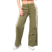 Pantalón Culotte Verde Oliva Franjas Blancas Mujerón Urb0013 — vista frontal