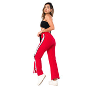 Pantalón Urbano Franjas Laterales Rojo Mujerón Urb0015 — cuerpo completo, vista posterior