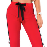 Pantalón Urbano Franjas Laterales Rojo Mujerón Urb0015 — detalle frontal