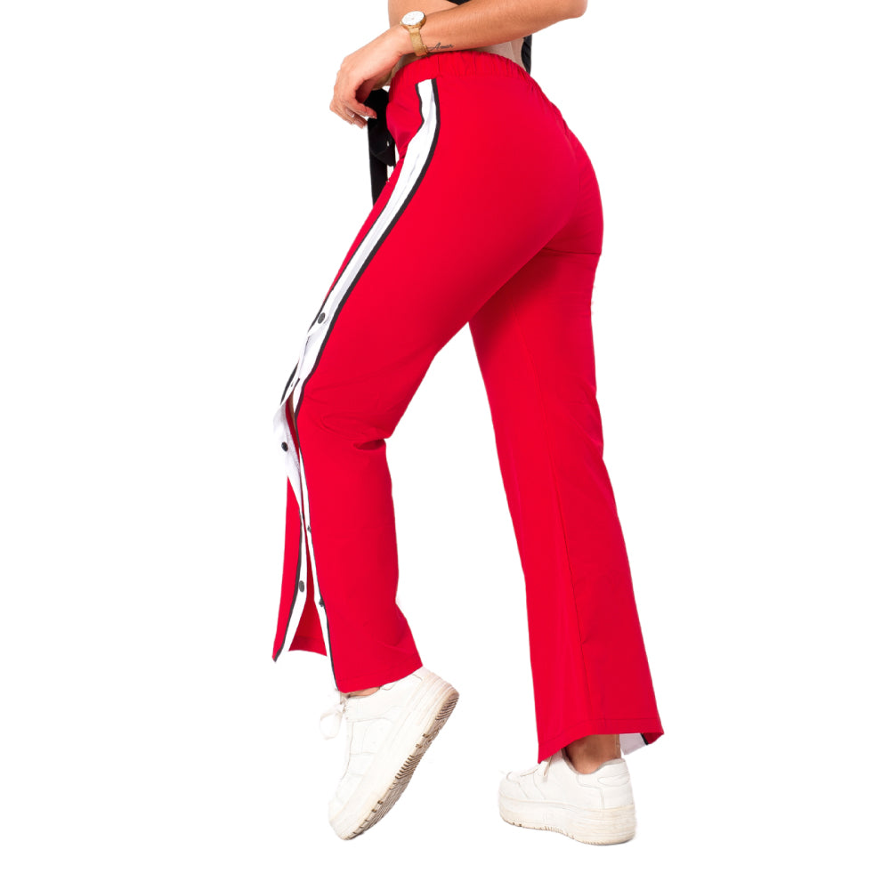 Pantalón Urbano Franjas Laterales Rojo Mujerón Urb0015