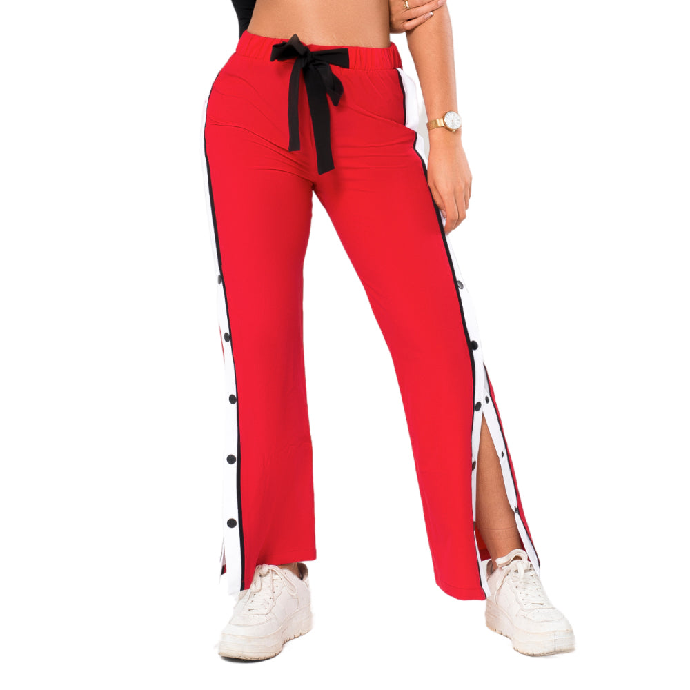 Pantalón Urbano Franjas Laterales Rojo Mujerón Urb0015