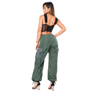 Pantalón Jogger Urbano Verde Militar Mujerón Urb0016 — cuerpo completo, vista posterior