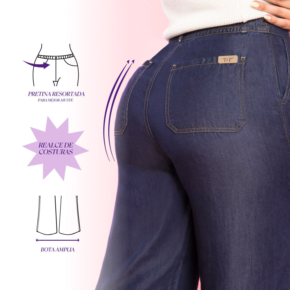 Jeans Palazzo Azul Mujeron Regalo - 40