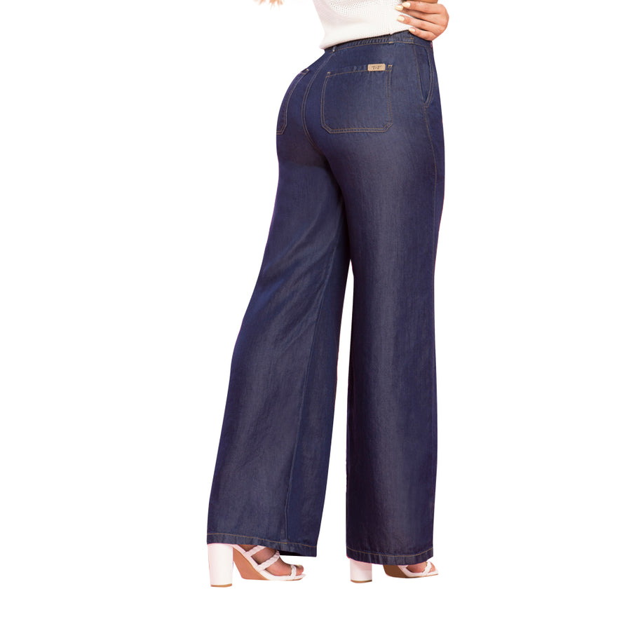 Jeans Palazzo Azul Mujeron Regalo - 36