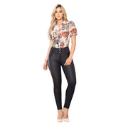 Pantalón Skinny Efecto Cuero Negro TyT Salinas