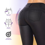 Pantalón Skinny Efecto Cuero Negro TyT Salinas