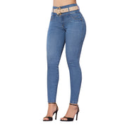 Jeans Skinny Push Up Azul Medio Mujeron Sally - 38