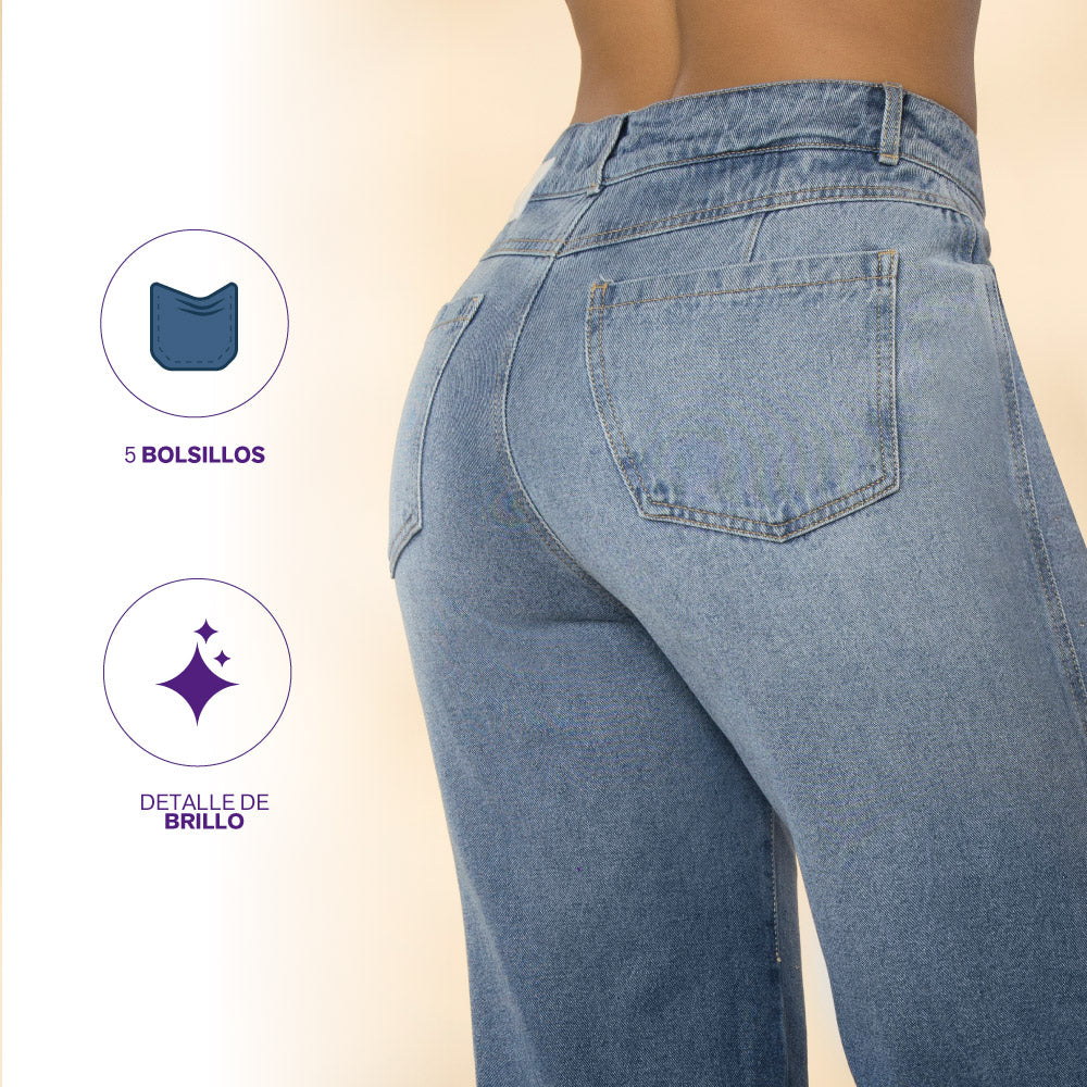 Jeans Palazzo Azul Tyt Jeans Sucre - 44