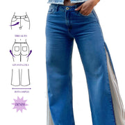 Jean Wide Leg Tiro Alto Rayas Azul Trucco'S T22107715 - 40