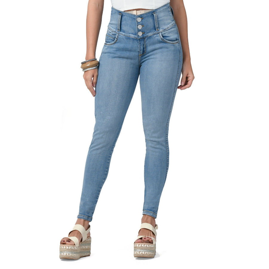 Jean Skinny Faja Interna Push Up Azul Claro Trucco'S T22113177 - 38