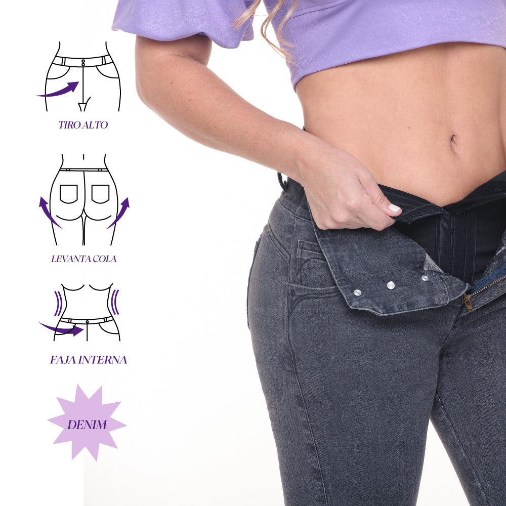 Jeans Push Up Faja Gris Truccos T22113183 - 42