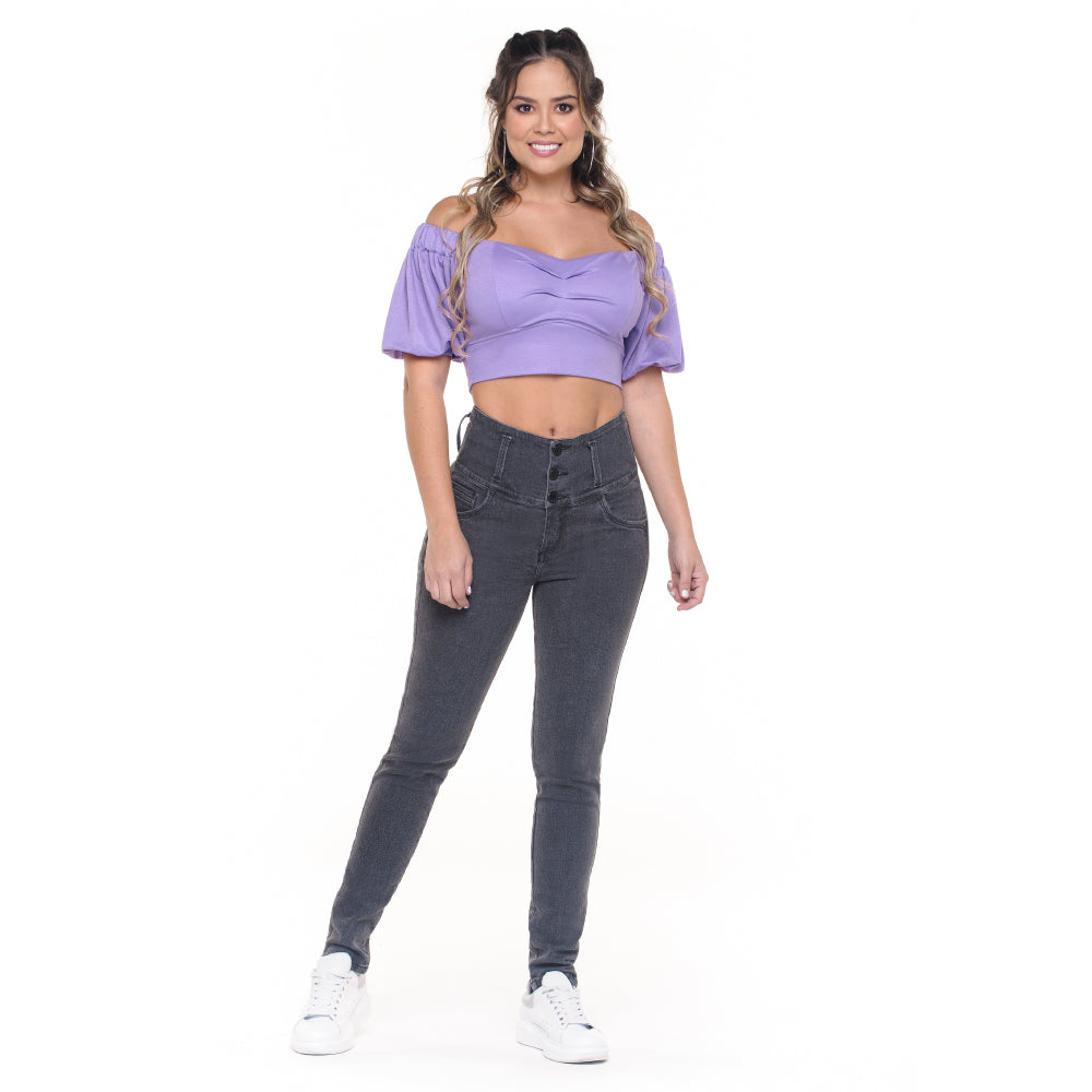 Jeans Push Up Faja Gris Truccos T22113183 - 44
