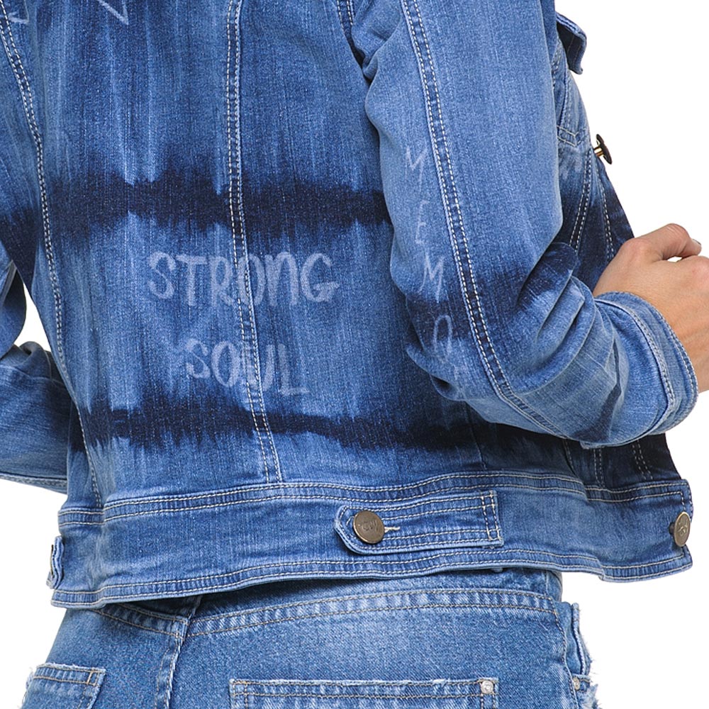 Chaqueta Denim Ajustada Azul Truccos T6834