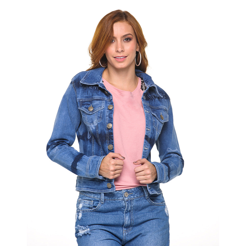 Chaqueta Denim Ajustada Azul Truccos T6834