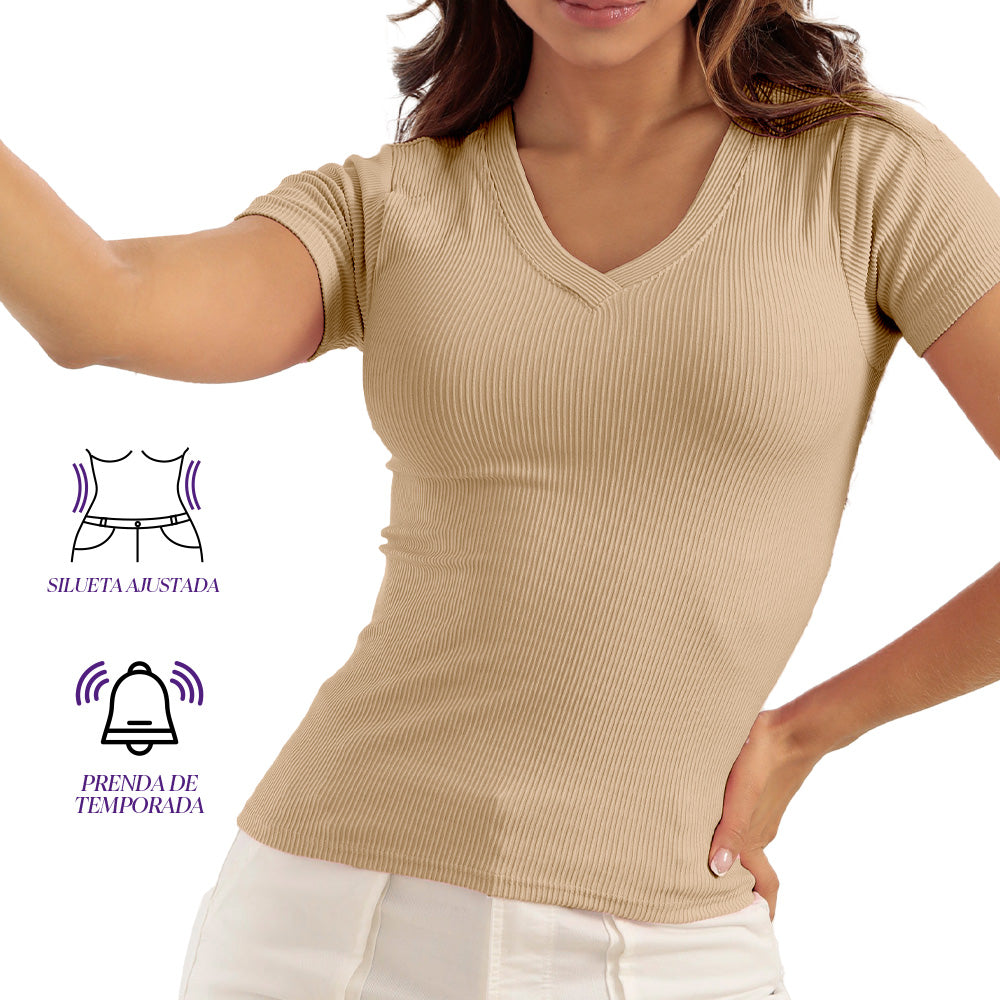 Blusa Ajustada Camel Mujerón 14868 — detalle de la prenda