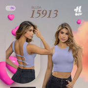 Crop Top Ajustado Nylon Lila THModa 15913