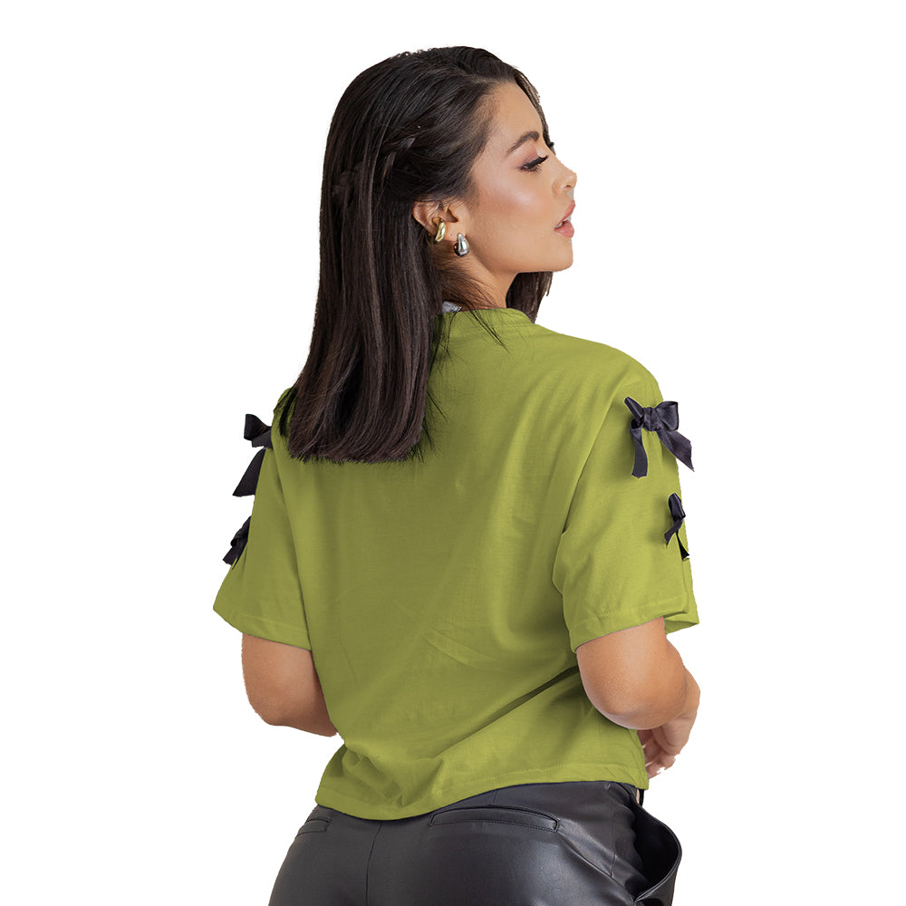 Blusa Comfort Algodón Verde THModa 16639 — vista posterior