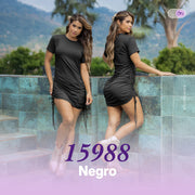 Vestido Ajustado Cordones Laterales Negro THModa 15988